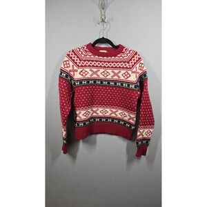 Vintage The Limited Sweater Womens Small Wool Hand Knit Fair Isle Holiday‎ 90s